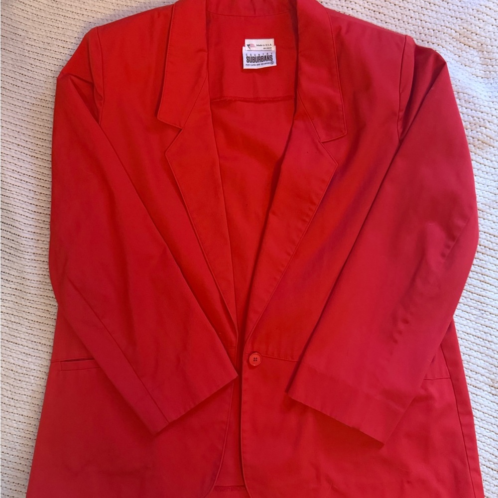 Bold Vintage Red Blazer and A line skirt made in USA with union tags